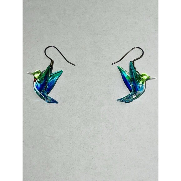 Jewelry - Artisan Glass Hummingbird Earrings Fishhook Back